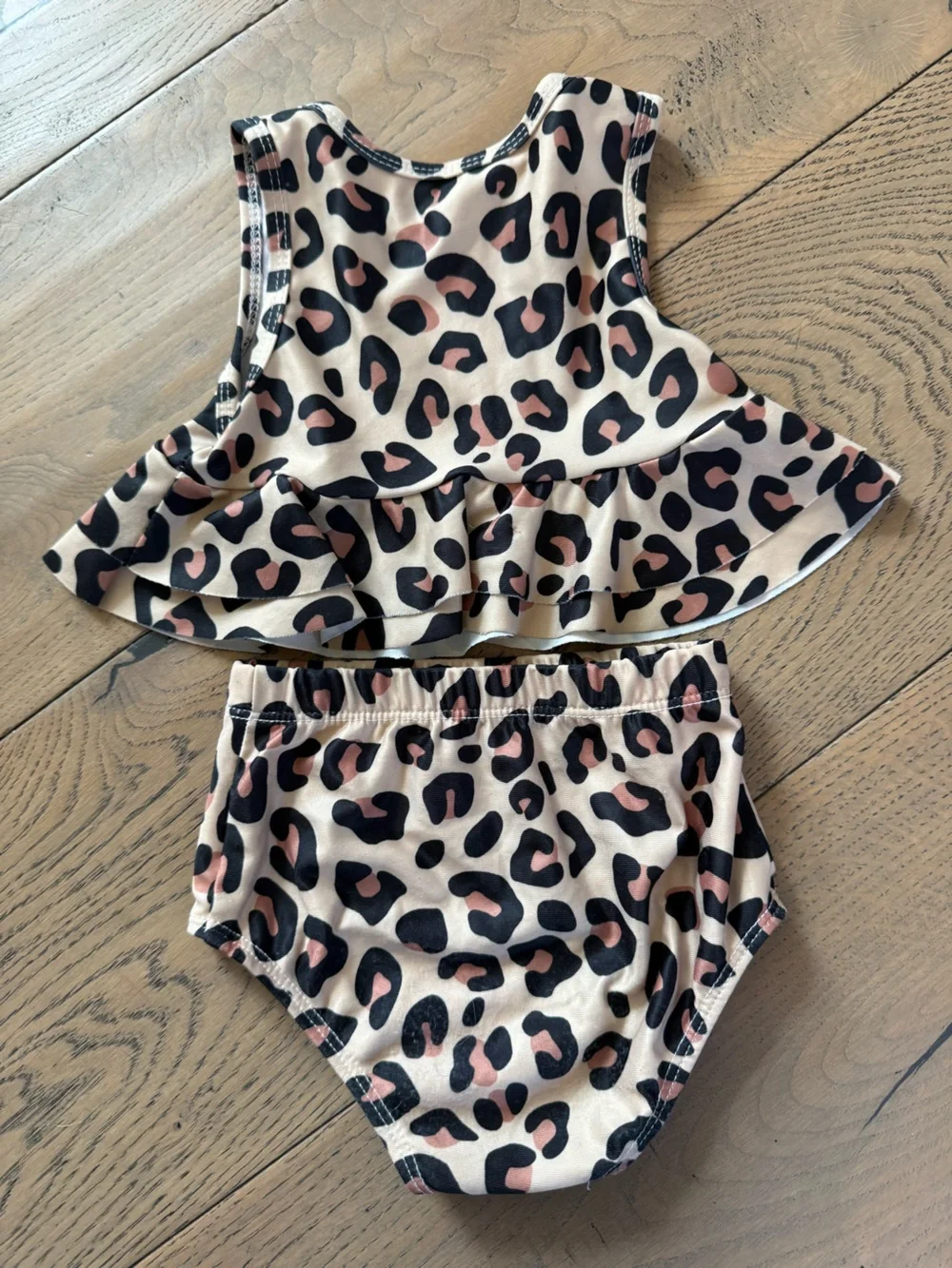Baby Girl Leopard Print Ruffle Two-Piece Swimsuit Bikini, 2-3T